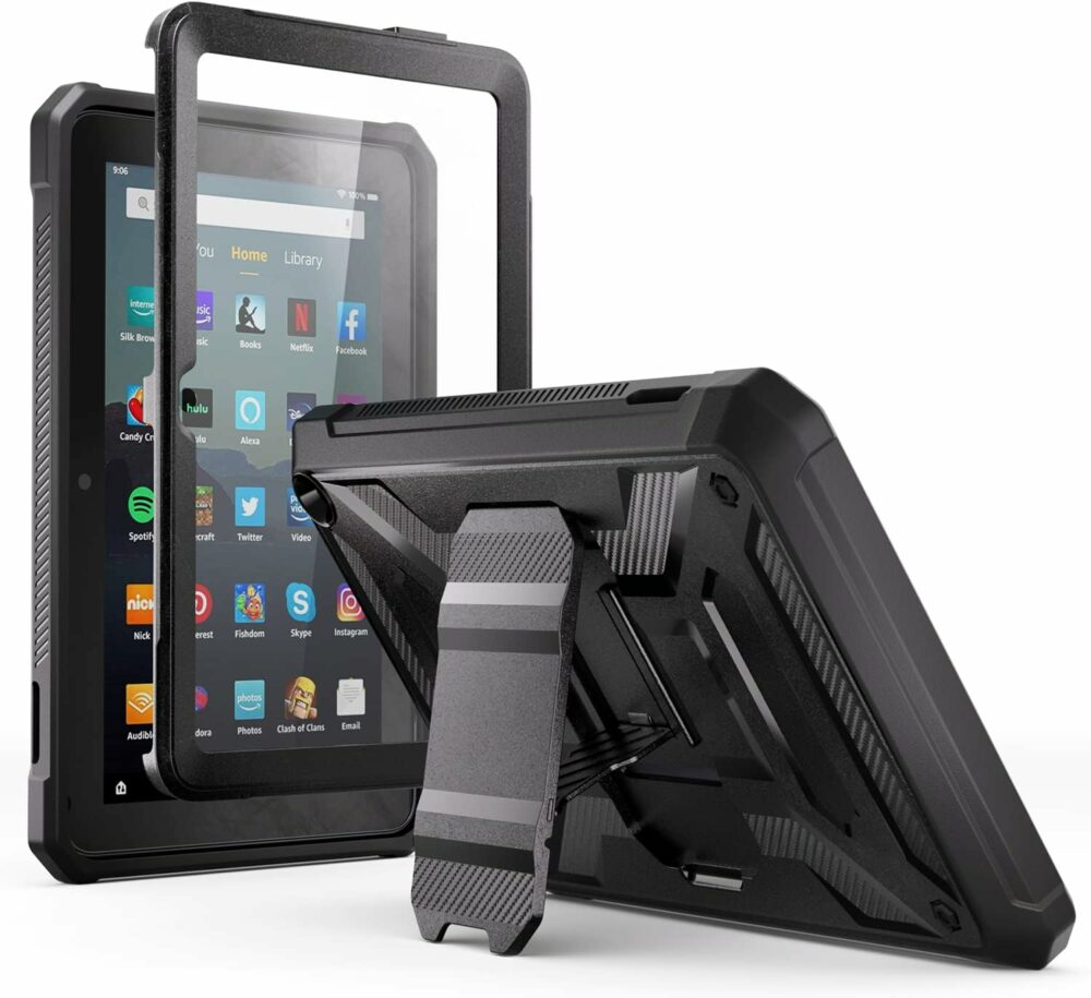 All-New Kindle Fire 7 Tablet Case (12th Gen, 2022 Release) - DJ&RPPQ Lightweight Armor Series Full Body Rugged Hands-Free Viewing Stand with Screen Protector for Amazon Fire 7 Kids Tablet