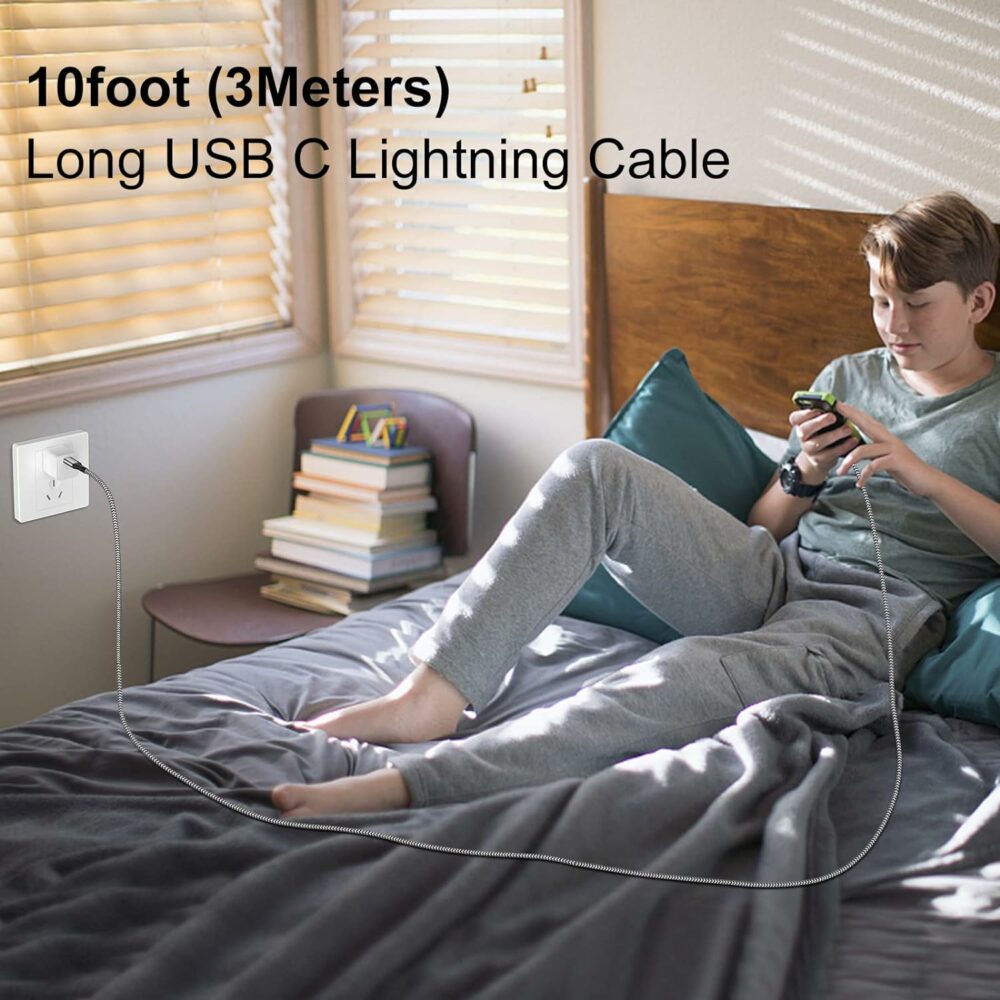 USB C to Lightning Cable, [MFi Certified] 10ft - Image 3