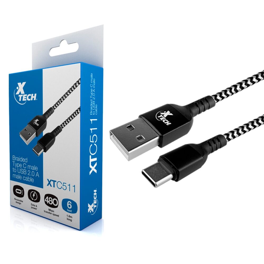 Xtech USB 2.0 M to USB Type C M Braided