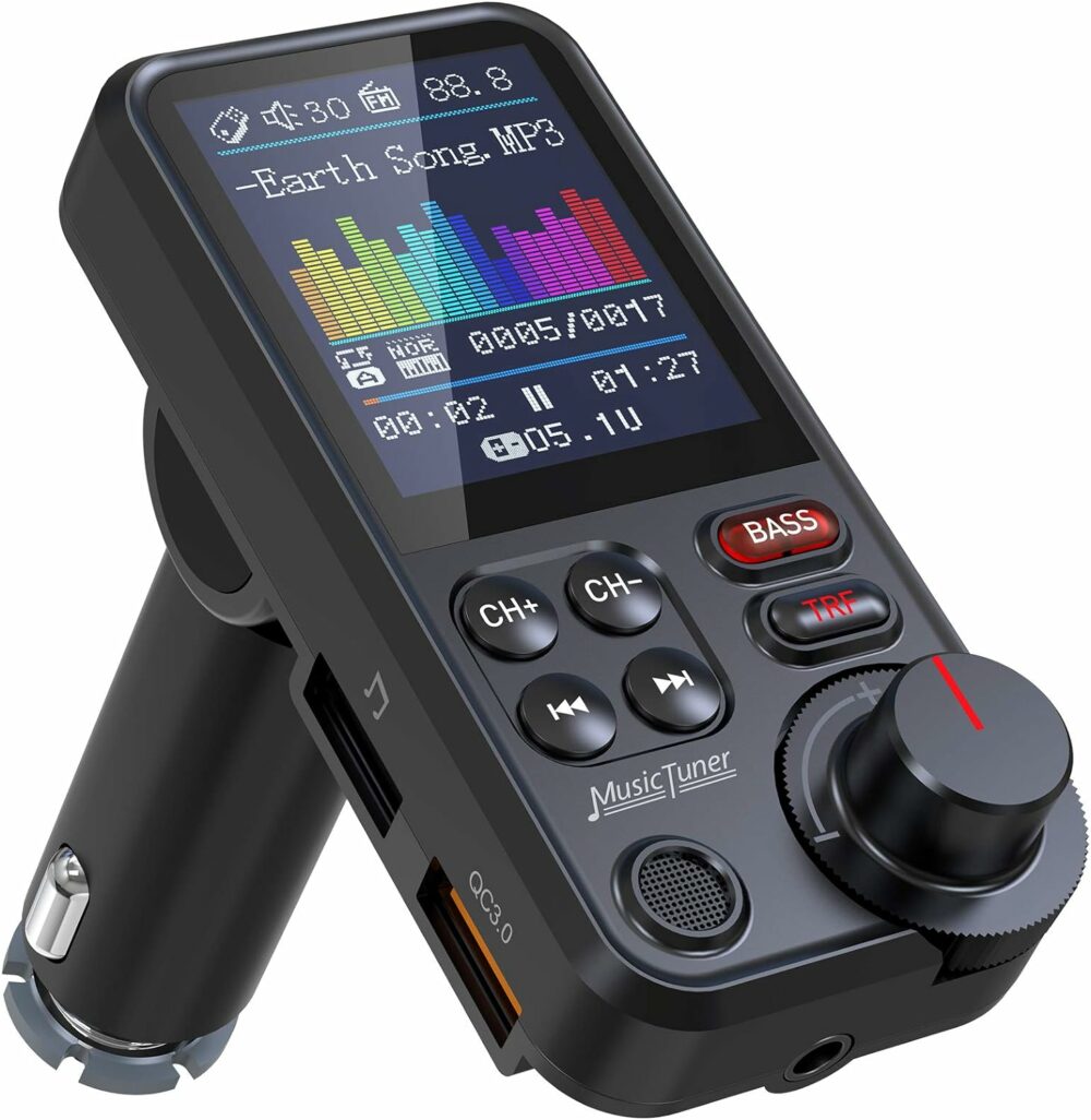 Nulaxy FM BT Transmitter, Mic, 1.8" Color Screen